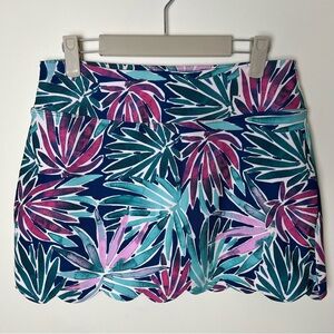 Sigrid Olsen Floral Tropical Green Blue Golf & Tennis Skirt Skort Women's Size S
